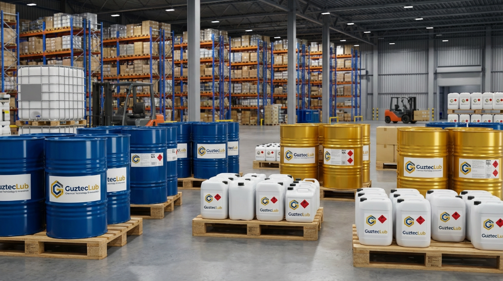 Armazém Guztec com estoque de barris